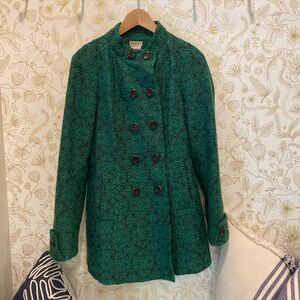 Elevenses Teal Patterned Pea Coat
